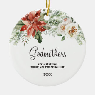 Blommigt Gift för Godparent Frieri från Godchild Julgransprydnad Keramik