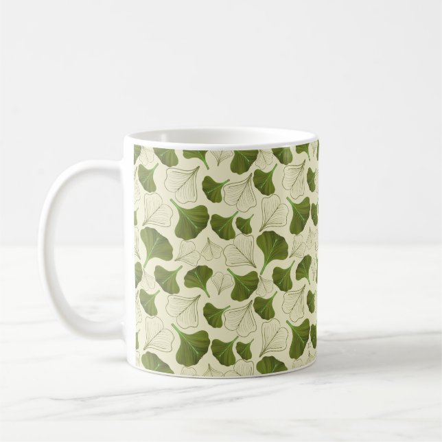 Blommigt Gingko Löv Mönster Kaffemugg (Vänster)