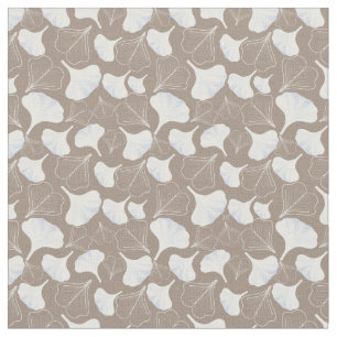 Blommigt Ginkgo Löv Taupe Patterned Tyg