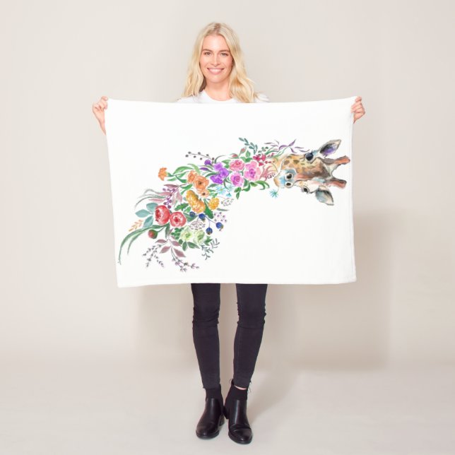 Blommigt Giraffe Baby Fleece Blanket (På plats)