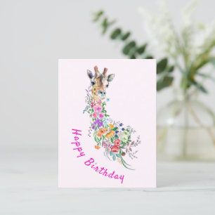 Blommigt Giraffe Birthday Card Vykort