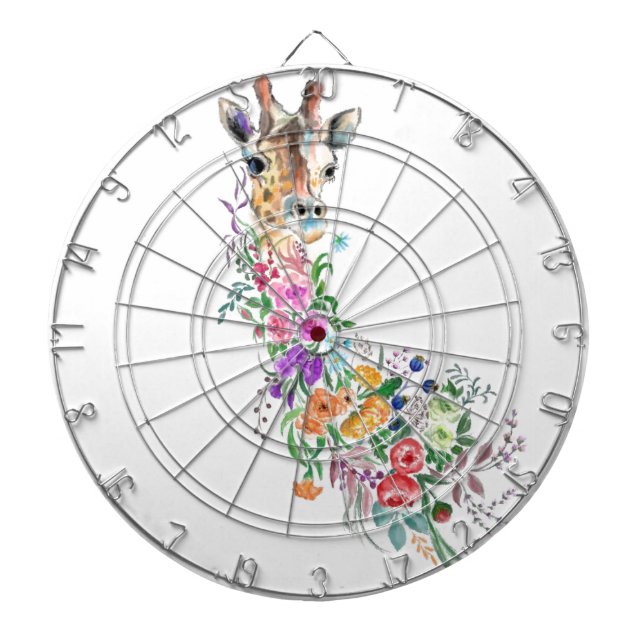 Blommigt Giraffe Dart Board Darttavla (Framsidan)