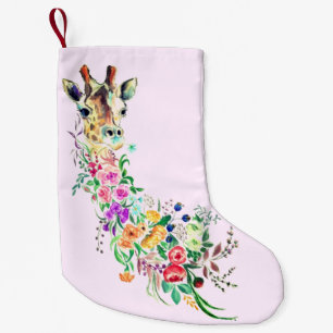 Blommigt Giraffe-julklapp Liten Julstrumpa