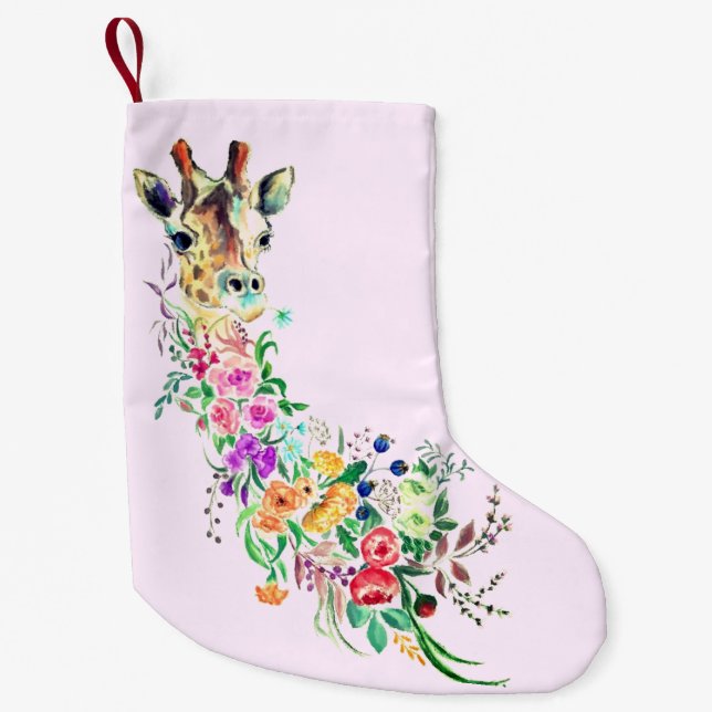 Blommigt Giraffe-julklapp Liten Julstrumpa (Framsidan)