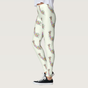 Blommigt Giraffe Leggings Vår - Anpassningsbar Fär