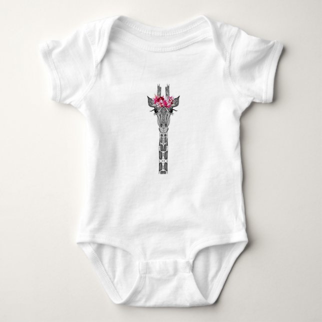 Blommigt Giraffe Onsie T Shirt (Framsida)