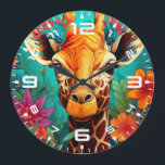 Blommigt Giraffe Porträtt-9319 Stor Klocka<br><div class="desc">Blommigt Giraffe Porträtt-9319</div>