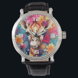 Blommigt Giraffe Porträtt-9320 Armbandsur<br><div class="desc">Blommigt Giraffe Porträtt-9320</div>