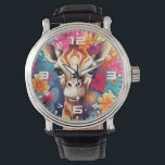 Blommigt Giraffe Porträtt-9320 Armbandsur<br><div class="desc">Blommigt Giraffe Porträtt-9320</div>