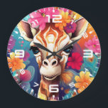 Blommigt Giraffe Porträtt-9320 Stor Klocka<br><div class="desc">Blommigt Giraffe Porträtt-9320</div>