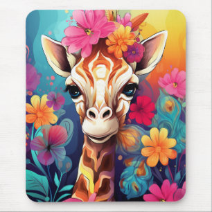 Blommigt Giraffe Porträtt-9321 Musmatta