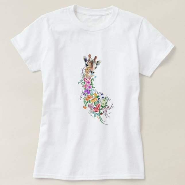 Blommigt Giraffe T-Shirt (Design framsida)