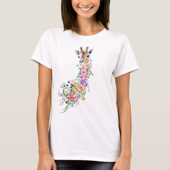 Blommigt Giraffe T-Shirt (Framsida)