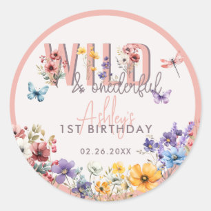 Blommigt Girl Birthday   Vild och förmånstagare Runt Klistermärke