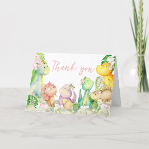 Blommigt Girl Dinosaur Baby Shower Tack Kort