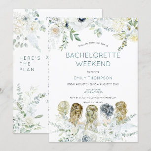 Blommigt Girls Itinerary Bachelorette Party Helg Inbjudningar