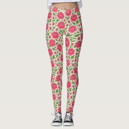 Blommigt Girly Lush Rosa Peonies Leggings