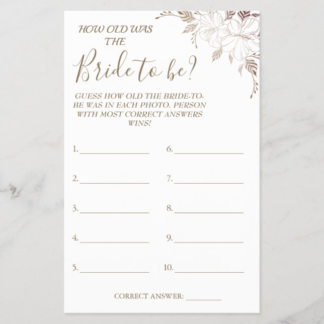 Blommigt Gissa hur gammal hon var på jaktkortet Fl Flygblad (Framsidan)