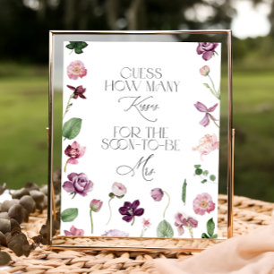 Blommigt Gissa hur många Kisses Möhippa-spel Po Poster