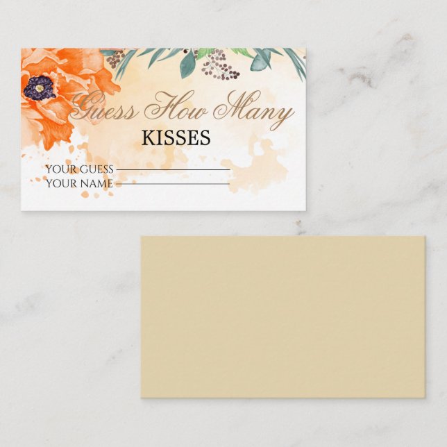 Blommigt gissa hur många kyssar möhippa-spel som o tilläggskort (Fram/baksida)