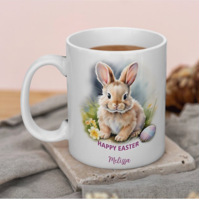 Blommigt Glad påsk Bunny med ägg Kaffemugg (Skapare uppladdad)