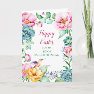 Blommigt Glad påsk Son och dotter i juridik Helgkort