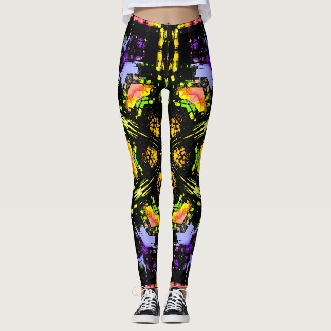 Blommigt Glass Kaleidoscope Leggings (Framsida)