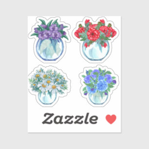 Blommigt Glass Vas Stickers Klistermärken