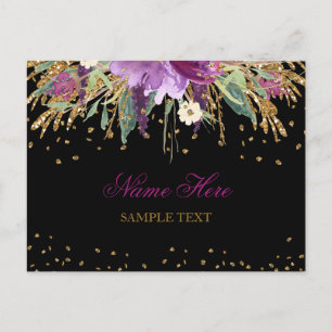 Blommigt Glitter Amethyst vykort
