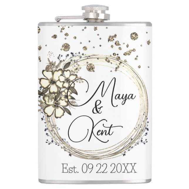 Blommigt Glitter Bröllop Personlig Fickplunta (Framsidan)