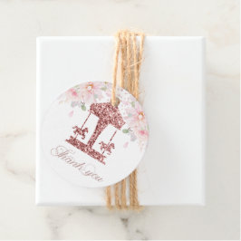 Blommigt Glitter Carousel Birthday Tack Gåvor Etiketter