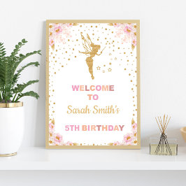 Blommigt Glitter Fairy Welcome Signs Poster