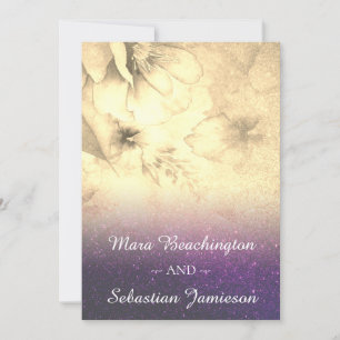 *~* Blommigt Glitter Ombre Watercolor Bröllop Inbjudningar