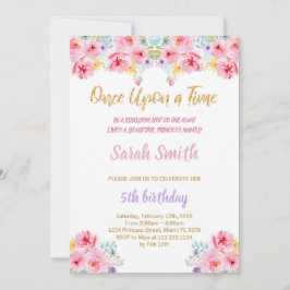 Blommigt Glitter Princess Birthday bjudande Inbjudningar