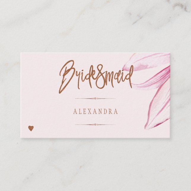 Blommigt  glitter-skript möhippa brunch namecard placeringskort (Framsida)