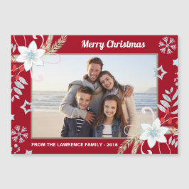 Blommigt Glitter Snöflingor Red-julfoto