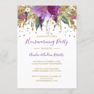 Blommigt Glitter Sparkling Amethyst Houseworp Inbjudningar