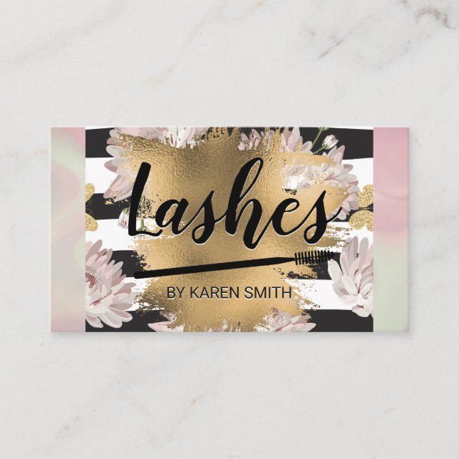 Blommigt Glittering Butterflies | Guld Foi Tidsbeställning Kort (Framsida)