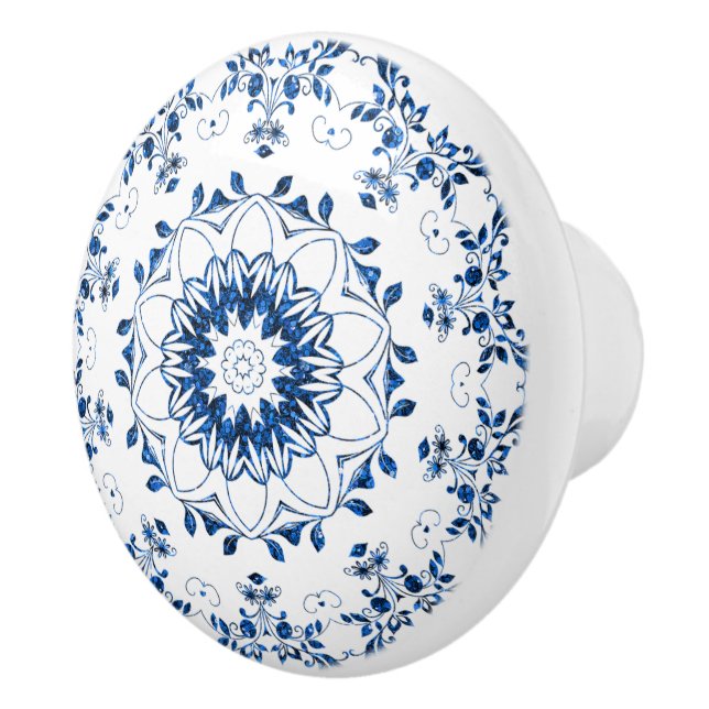 Blommigt Glittering Mandala Ceramic Knob Knopp (Höger)