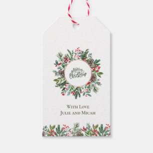 Blommigt God jul Presentetikett