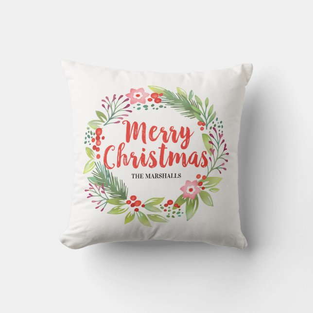 Blommigt God jul Red Berry WAN Kudde (Framsida)