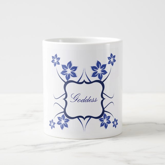 Blommigt Goddess Jumbo Mugg, Blue Mugg (Framsidan)