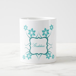 Blommigt Goddess Jumbo Mugg, Teal Mugg