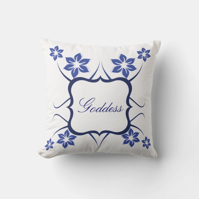 Blommigt Goddess Pillow, Blue Kudde (Framsida)