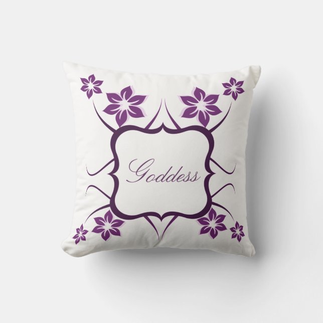 Blommigt Goddess Pillow, Lila Kudde (Framsida)
