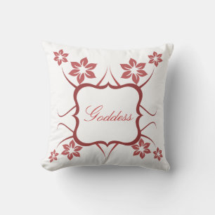 Blommigt Goddess Pillow, Red Kudde