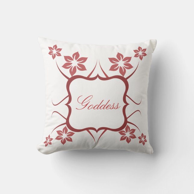 Blommigt Goddess Pillow, Red Kudde (Framsida)