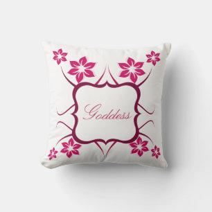 Blommigt Goddess Pillow, Rosa Kudde