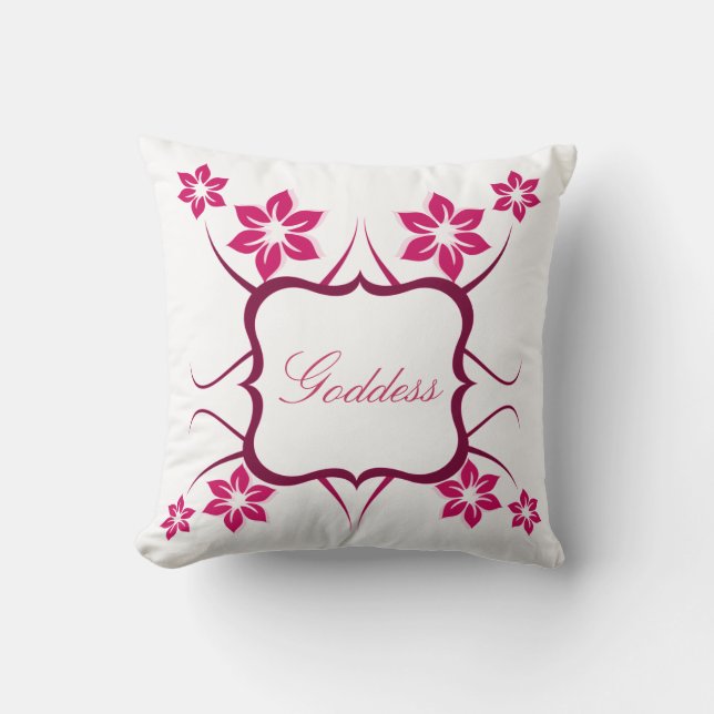 Blommigt Goddess Pillow, Rosa Kudde (Framsida)