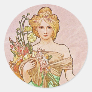 Blommigt Goddess Runt Klistermärke